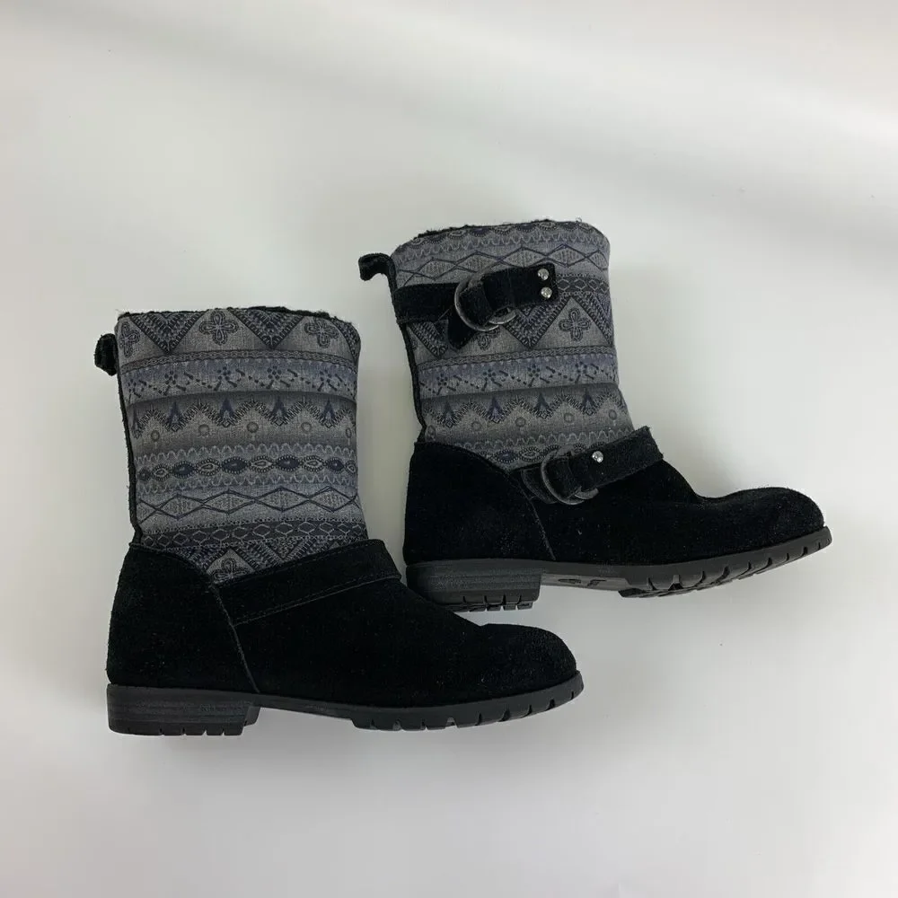 BOGO Bearpaw Rebecca Boots Pull On Winter Black Suede Wool Sheepskin‎ Womens 6